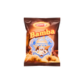 Personalized blue snack bag featuring Bamba peanut snack branding and colorful cartoon-style graphics.