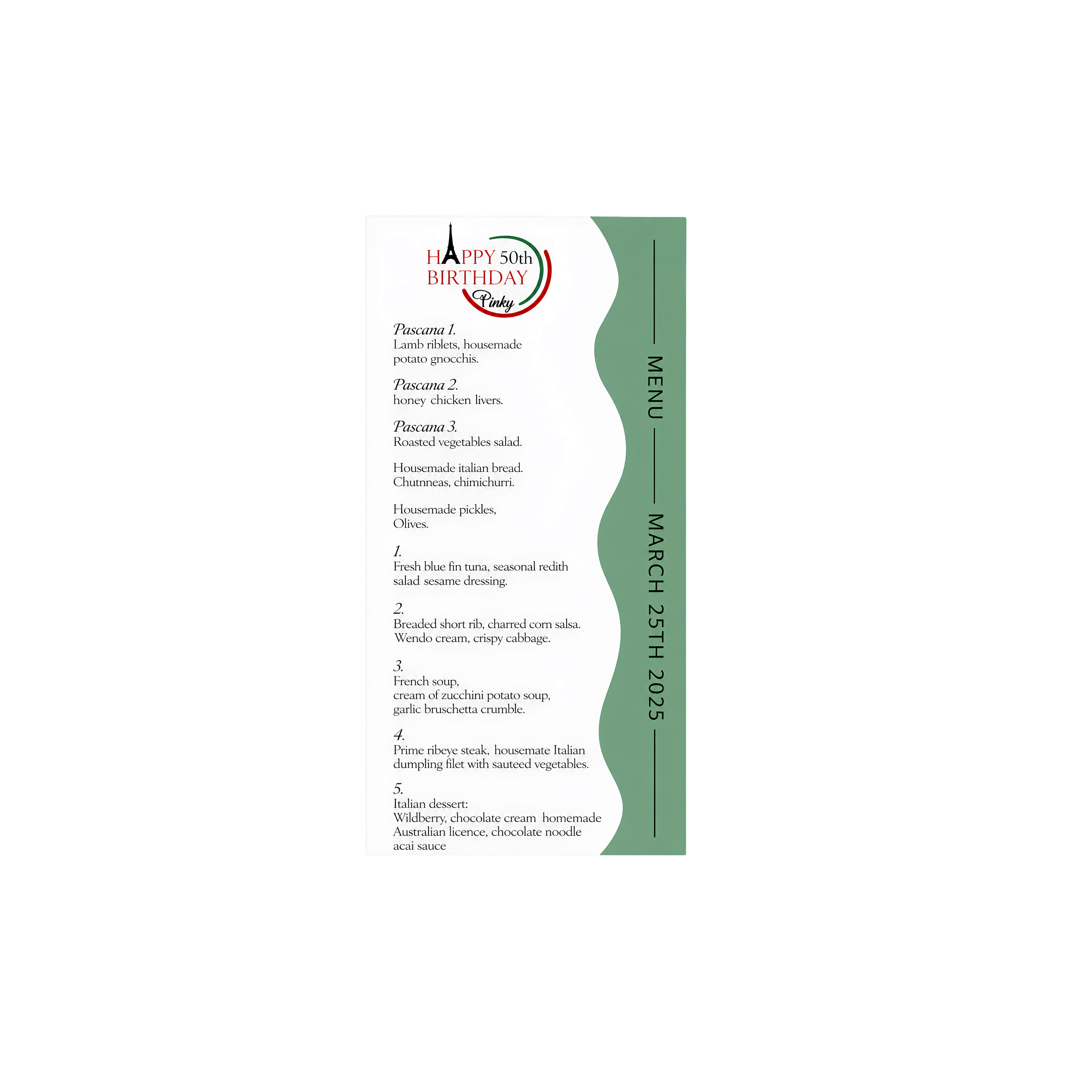 Custom Event Menu Card